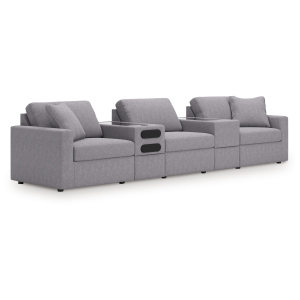 Modmax - 5-Piece Sectional With Audio System And With Storage Console - Granite