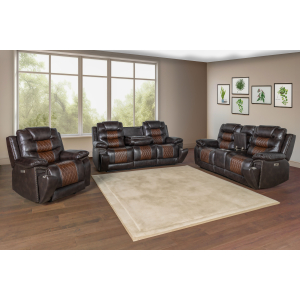 Nikko - Power P1 3 Piece Sofa & Loveseat & Recliner - Brown