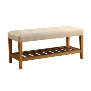 Charla - Bench - Beige Fabric & Oak