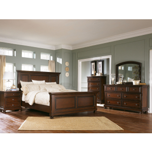 Porter - 5 Pc. - Dresser, Mirror, California King Panel Bed - Rustic Brown