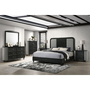 Skyline - 6/6 Eastern King 6 Piece Bedroom Set (Bed & Dresser & Mirror & Chest & 2 Nightstands) - Black