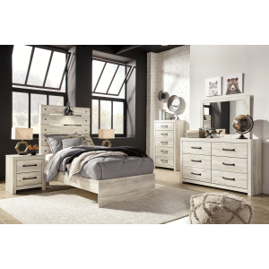 Cambeck - 8 Pc. - Dresser, Mirror, Chest, Twin Panel Bed, 2 Nightstands - Whitewash