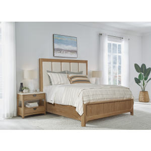 Escape - Bedroom King Panel Bed With 2 Nightstands - Glazed Natural Oak