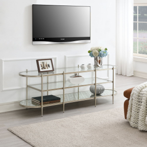 Zaba - TV Stand - Glass Top & Champagne