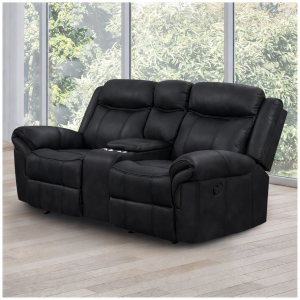 Agata Glider Recliner Loveseat Black