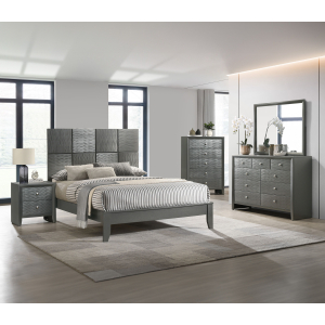 Denker - Queen 5 Piece Bedroom Set - Gun Metal
