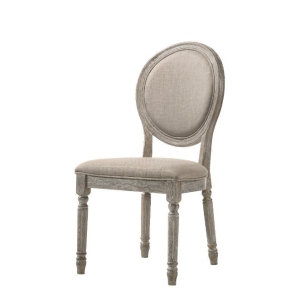 Faustine - Side Chair (Set of 2) - Tan Fabric & Salvaged Light Oak