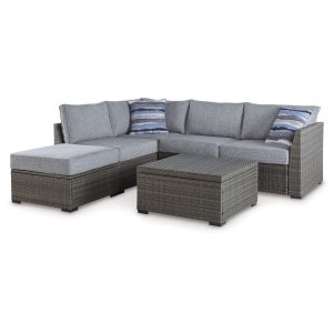 Petal Road - Loveseat Sectional, Ottoman, Table Set (Set of 4) - Gray