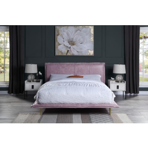 Metis - Eastern King Bed - Pink Top Grain Leather