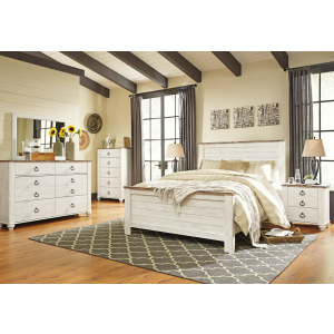 Willowton - 6pc Queen Bedroom Set (Bed, dresser, mirror & nighstand)
