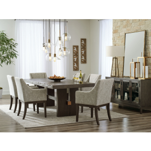 Burkhaus - 8 Pc. - Dining Room Extension Table, 6 Arm Chairs, Server - Dark Brown