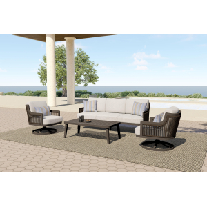 Genova - 4 Piece Outdoor (Sofa & 2 Chairs & Coffee Table) - Gray