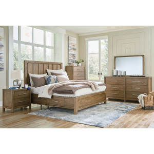 Cabalynn - 9 Pc. - Dresser, Mirror, Chest, King Panel Bed With Storage, 2 Nightstands - Light Brown