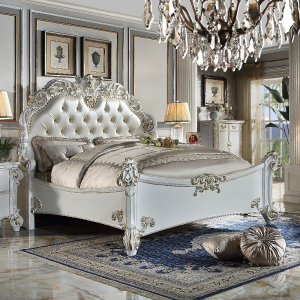 Vendome - Synthetic Leather Eastern King Bed - Antique Pearl