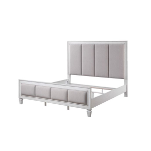 Katia - Queen Bed - Light Gray Linen, Rustic Gray & Weathered White
