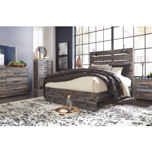 Drystan - 7 Pc. - Dresser, Mirror, Queen Panel Bed, 2 Nightstands - Brown / Beige