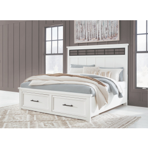 Ashbryn - Queen Panel Storage Bed - White / Natural