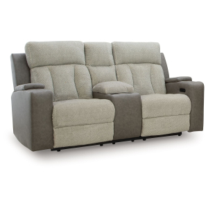 WhipLash - Power Reclining Loveseat With Console / Adj Headrest - Sisal