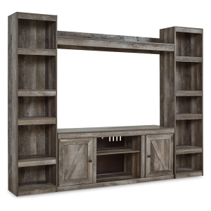 Wynnlow - 4-Piece Entertainment Center With LG TV Stand W/Fireplace Option - Gray