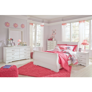 Anarasia - 5 Pc. - Dresser, Mirror, Full Sleigh Bed - White