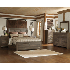Juararo - 7 Pc. - Dresser, Mirror, Queen Panel Bed, 2 Nightstands - Dark Brown