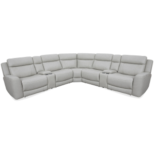 Calgary - 7 Piece Modular Reclining Sectional With Power Adjustable Headrests - Stone