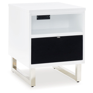 Gardoni - Chair Side End Table - White / Black