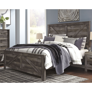 Wynnlow - King Crossbuck Panel Bed - Gray