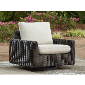 Kimora - Swivel Glider Lounge With Cushion - Beige / Dark Brown