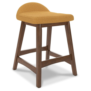 Lyncott - Upholstered Barstool (Set of 2) - Mustard / Brown