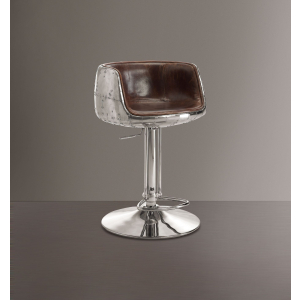 Brancaster - 41## Adjustable Stool With Swivel - Vintage Brown Top Grain Leather & Aluminum