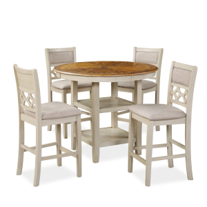 Mitchell - 5 Piece Counter Dining Set - Bisque / Brown