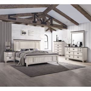 Sawyer - King 5 Piece Bedroom Set - Antique White