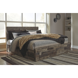 Derekson - King Panel Bed with 6 Storage Drawers - Multi Gray