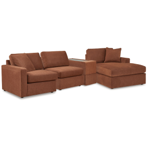 Modmax - 4-Piece Sectional With Raf Corner Chaise And Storage Console - Spice