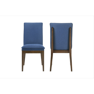 Maggie - Dining Chair With Cushion (Set of 2) - Blue / Walnut