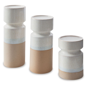 Hurston - Candle Holder Set (Set of 3) - Ivory / Brown