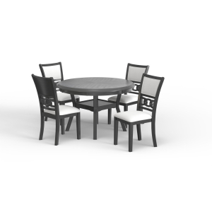 Gia - 5 Piece Round Dining Set - Gray