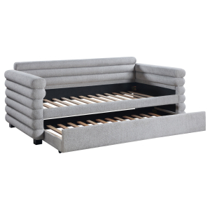 Patricia - Boucle Upholstered Twin Day Bed With Trundle - Gray