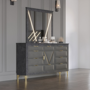 Symmetry - Dresser & Mirror - Gray