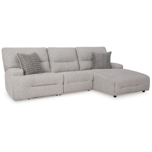 Acklen Place - 3-Piece Power Reclining Sectional With RAF Power Reclining Back Chaise - Pewter