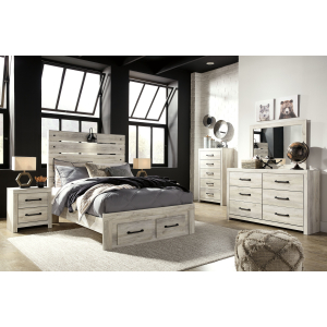 Cambeck - 7 Pc. - Dresser, Mirror, Full Panel Bed with 2 Storage Drawers, 2 Nightstands - Whitewash