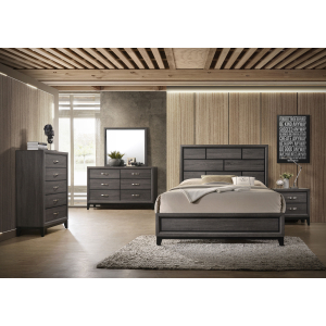Akerson - King 5 Piece Bedroom Set - Gray