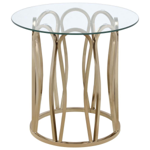 Monett - Round Glass Top Side End Table - Chocolate Chrome