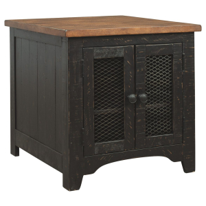 Valebeck - Rectangular End Table - Black / Brown
