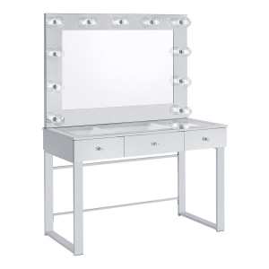 Umbridge - 3-Drawer Vanity Set With Lighting - Chrome And White