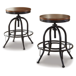 Valebeck - Swivel Barstool (Set of 2) - Brown / Black