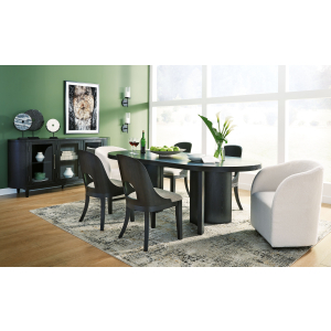 Rowanbeck - 8 Pc. - Dining Table, 4 Side Chairs, 2 Arm Chairs, Server - Black