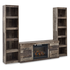 Derekson - 3-Piece Entertainment Center With Electric Fireplace - Multi Gray