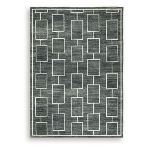 Elderland - 5' x 7' Washable Rug - Black / Gray